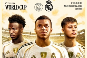 皇馬發(fā)布世俱杯半決賽海報：姆巴佩C位，維尼修斯、居勒爾出鏡