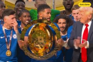 切爾西捧杯時特朗普仍站中間，桑切斯與其溝通因凡蒂諾也不斷示意