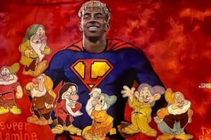 每體：亞馬爾超人形象壁畫(huà)遭涂鴉，諷刺其生日派對(duì)雇傭侏儒表演