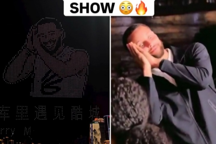 震撼！重慶用無人機(jī)表演庫里超遠(yuǎn)三分 庫里本人樂開花