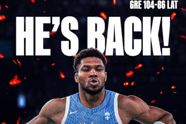 字母哥歐錦賽熱身賽首秀??15分鐘12中9爆砍25分10板3助2斷2帽