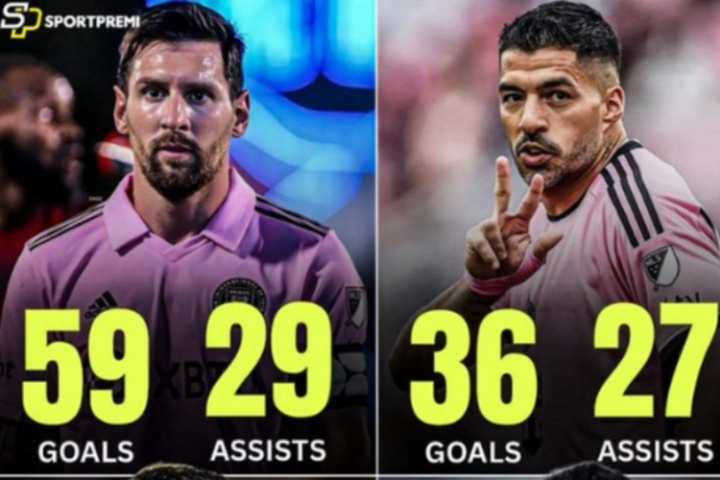 兄弟足球！前巴薩U40四人組在邁阿密數(shù)據(jù)：梅西59+29，蘇牙36+27