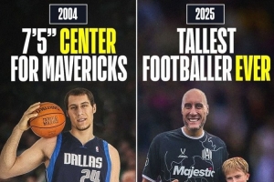 足籃兩開花！2米26前NBA中鋒轉(zhuǎn)行踢足球 40歲上演職業(yè)聯(lián)賽首秀