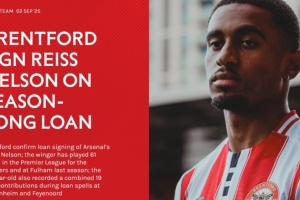 官方：布倫特福德租借阿森納25歲右邊鋒雷斯-尼爾森1個(gè)賽季