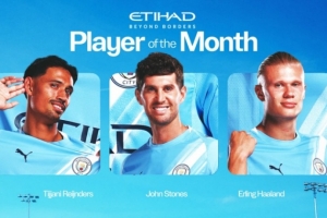 曼城官方8月隊內(nèi)最佳候選：哈蘭德、賴因德斯、斯通斯