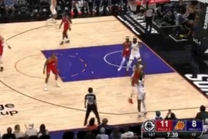 玩這么帥！杰倫·格林佯裝突破 運球回拉撤步三分一氣呵成