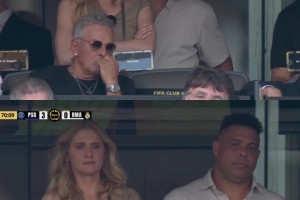 巴黎3-0皇馬！看臺上大羅的反應(yīng)??