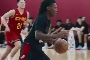 中鋒位置上直接競爭對手！此前男籃熱身賽，楊瀚森與克林根對抗