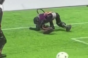 ????太損了！網(wǎng)友曬機(jī)器人踢球視頻：曼聯(lián)訓(xùn)練片段泄露
