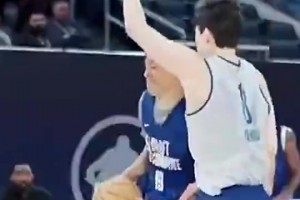 不信邪？快船新秀尼德豪澤想挑戰(zhàn)楊瀚森，小楊這切球手速太快了！